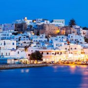 View Of The Port In Naxos Island In Greece At Night